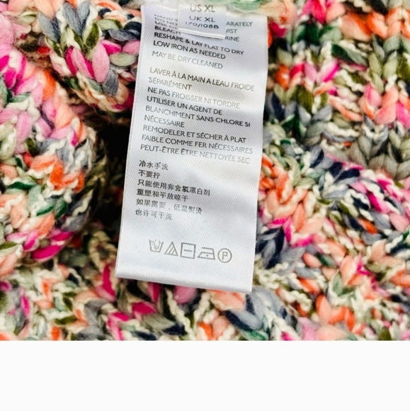 NWT FREE PEOPLE Colorful Chunky Knit Sweater XL - Picture 7 of 7